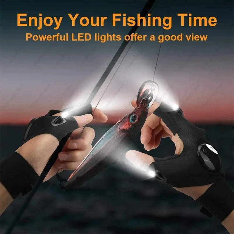 1-10 PCS LED Lighted Gloves Riding Night Fishing Camping Outdoor Hiking Rescue Lighting Gloves Lighted Running NEW