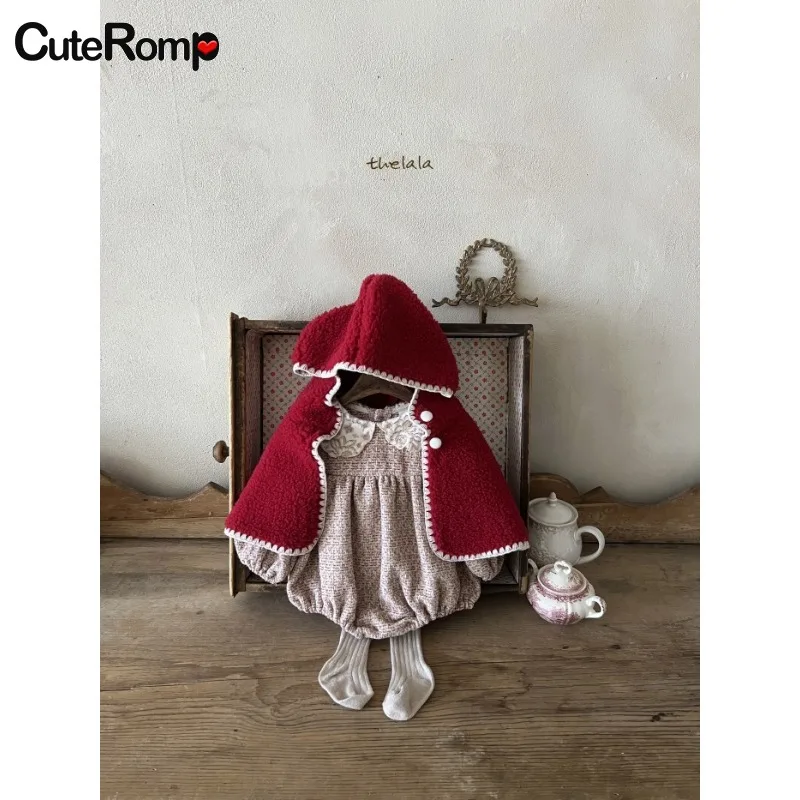 Christmas Baby Boy Girl Winter Clothes Windproof Princess Children Fleece Overalls for Newborns Warm Cloak Outerwear