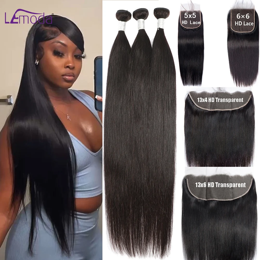 Human Hair Bundles With Closure Lace Frontal 13x4 13x6 Hd Transparent