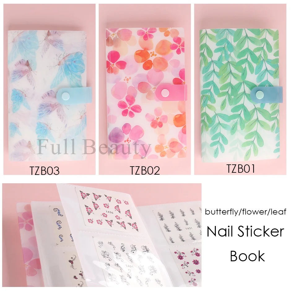 Butterfly Storage Album with 120 Slots for Nail Art Stickers - Flower Cover Organizer and Accessory Holder