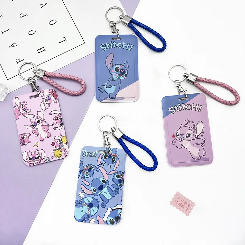 Potdemiel Stitch Angel Cartoon Student Card Clip Pasto Card Bus Card Holder Controllo Accessi Ic Card Campus Card Pack