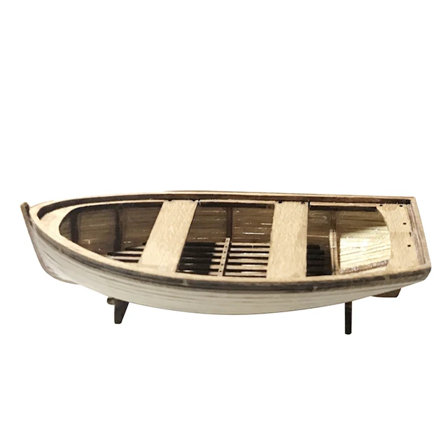 In Stock 1/24 Wooden Boat 138mm 208mm Canoe Life Raft DIY Handmade Kit Boat Type Toys 2
