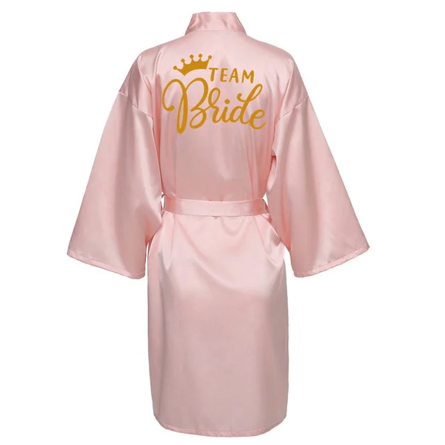 Bride Robes Women Sleepwear Sleepwear Pajamas Wedding Party Team Bride Robe With Black Letters Kimono Satin Pajamas Bridesmaid Bathrobe SP022