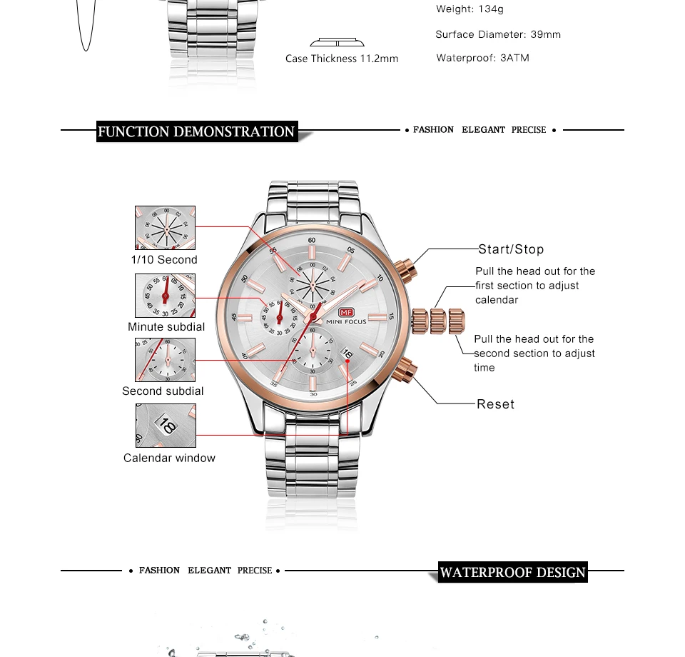 MINI FOCUS Quartz Watch for Men Waterproof_voghion.com