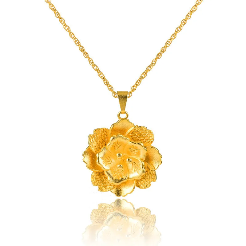 

Peony Flower Lucky Ball 14k Gold Color Pendant Clavicle Chain for Women Mother Girlfriend Fashion Birthday Jewelry Gift Not Fade