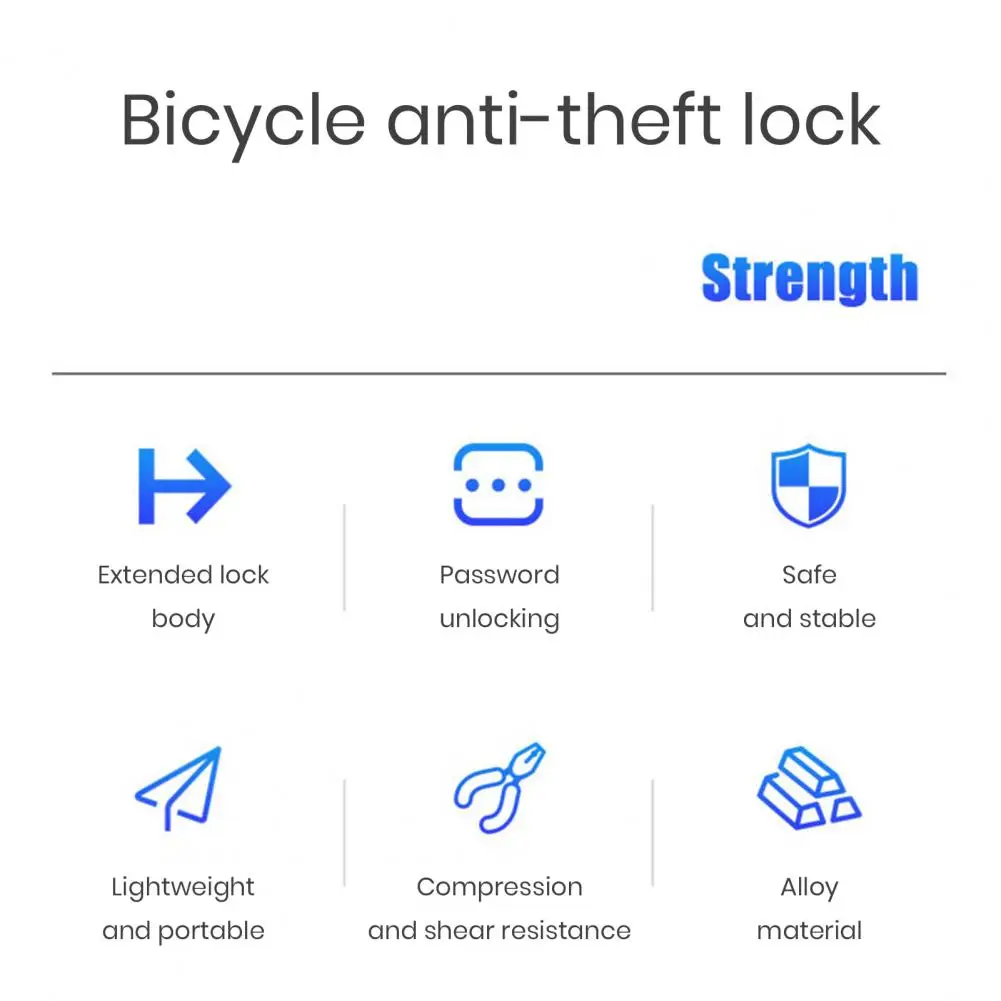 

Bike Safety Lock Universal Digit Combination Lock High Strength Road Bike Digit Combination Chain Lock Bike Supplies