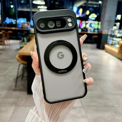 MagSafe Matte Rotating Bracket Case with Transparent Shockproof Cover and Holder Stand - Google Pixel 8 Pro (Black)