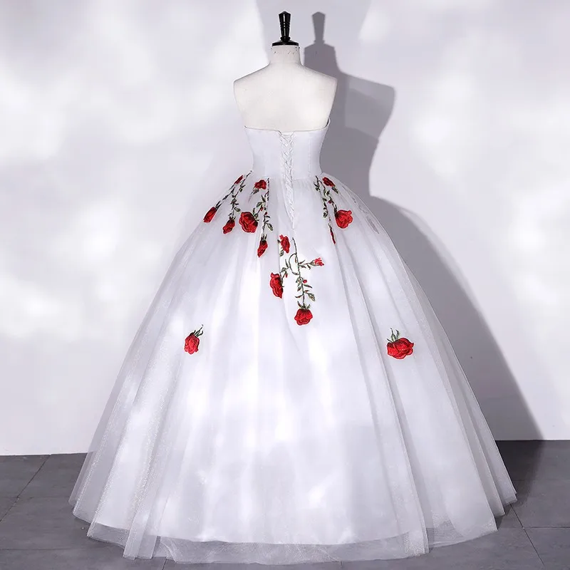 Sweet Quinceanera Dresses Elegant Strapless Party Dress Luxury Lace Flower Ball Gown Classic Prom Dress Plus Size Vestidos