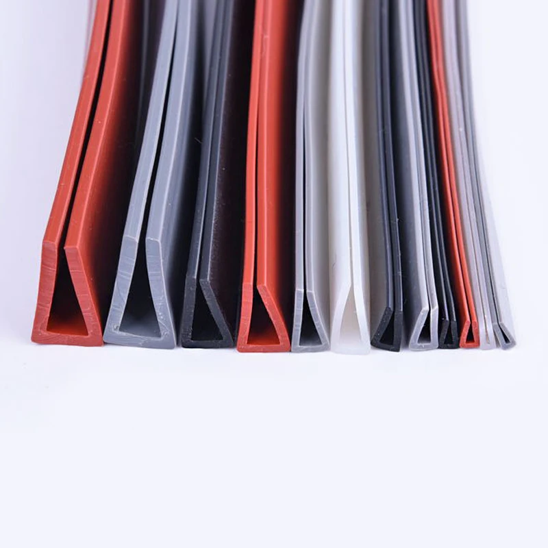 

1 Meter Translucent Red Gray Black Silicone Rubber U Sealing Strip Glass Metal Wood Panel Edge Trim