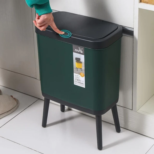 Household Kitchen Trash Can Garbage Bins Recycle Garbage Cans Rubbish  Dustbin Plastic Living Room Bathroom Narrow Waste Bins - AliExpress