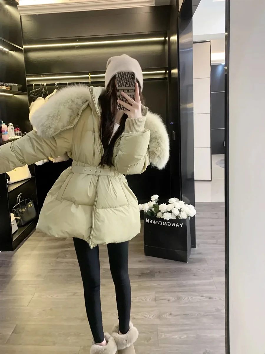 New 90% White Goose Down Jackets Thick With Big Real Natural Fox Fur Collar Puffer Jacket Winter Warm Coats