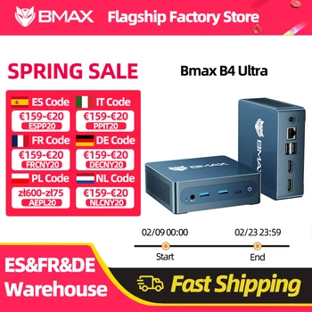 BMAX B4 Ultra Mini PC Windows 11 PC Intel N150 12 GB 512 GB SSD 2 * HDMI 1 * Tipo-C Supporta grafica Intel 4K a 60 Hz 1000 MHz