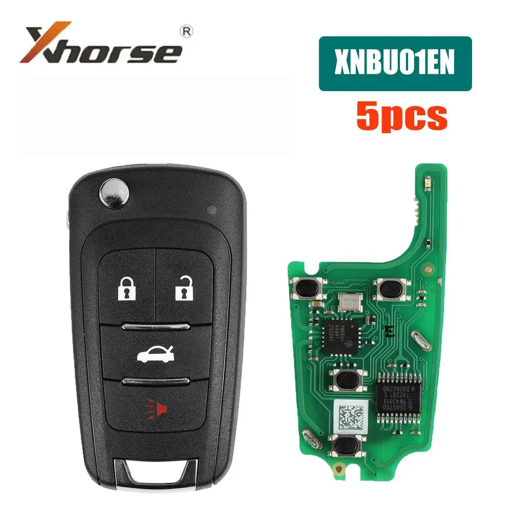 

5pcs Xhorse XNBU01EN Wireless Remote Key 4 Buttons Universal Car Remote Key for VVDI2 Key Tool for Buick Flip Buick Chevrolet