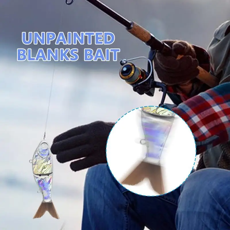 12CM Unpainted Glider Swimbait Blank Artificial Slow Sinking Swim Bait DIY Pike Fishing Lures Rattles Glide Bait Fishing tools