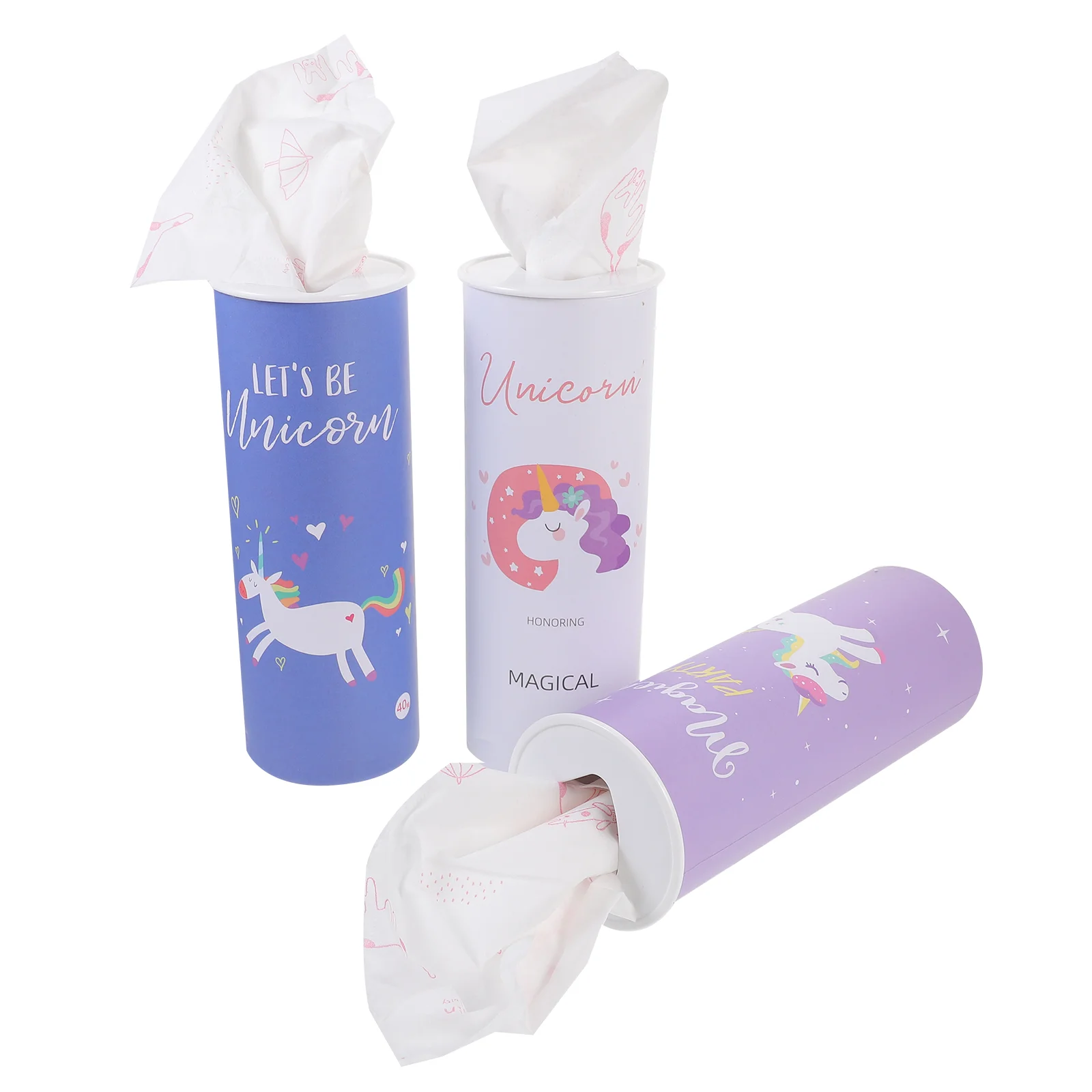 3 Pcs Car Decor Napkins Adorable Colorful Cartoon Paper Cylinder Unicorn Decorative Tissue Party Dinner Table Holiday Travel