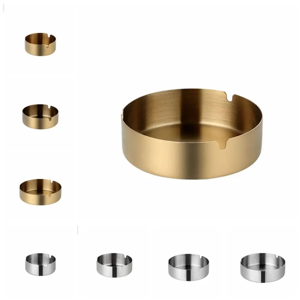 Round Metal Portable Ashtray Stainless Steel for Bedroom Home