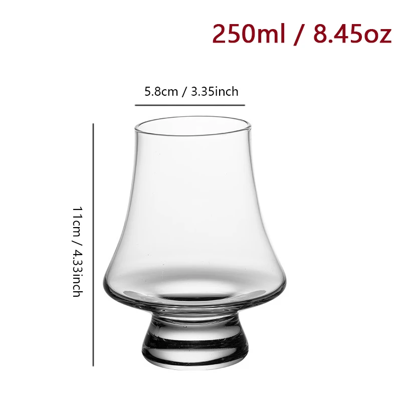 Crystal Glass Whiskey Cup Set - Lead-Free Barware Glasses (250ml)