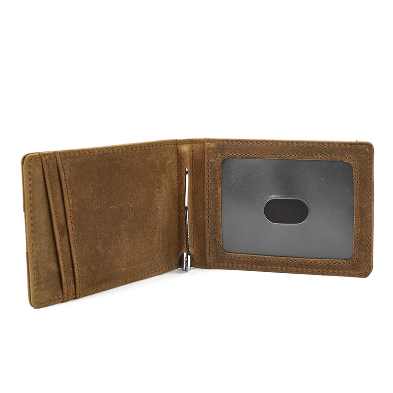 Simple Design Money Clip Wallet credit card holder synthetic leather wallet metal money clip For Men Women Money Purses Dollar Card Leather Men Thin Wallet Cash Male Female Purse