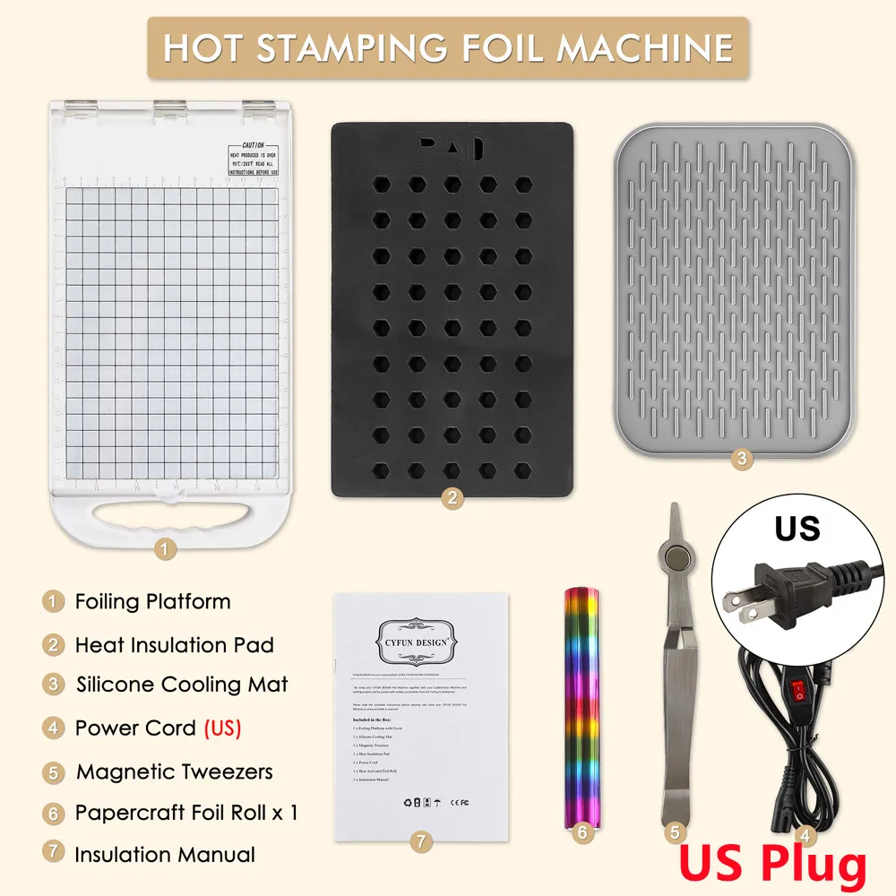 US EU UK Plugs Glimmer Hot Foil System For DIY Scrapbooking Card Making  Foil Roll Transfer Hot Stamping Foil and Press Machine