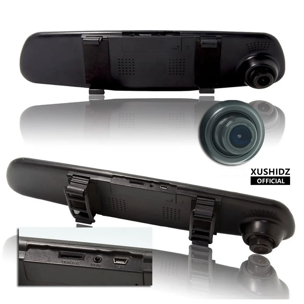 XUSHIDZ S02PRO 1080P 미러 대시 카메라, 전면 및 후면 자동차 카메라, 듀얼 차량 DVR 나이트 비전 대시 캠, 운전 비디오 녹음기