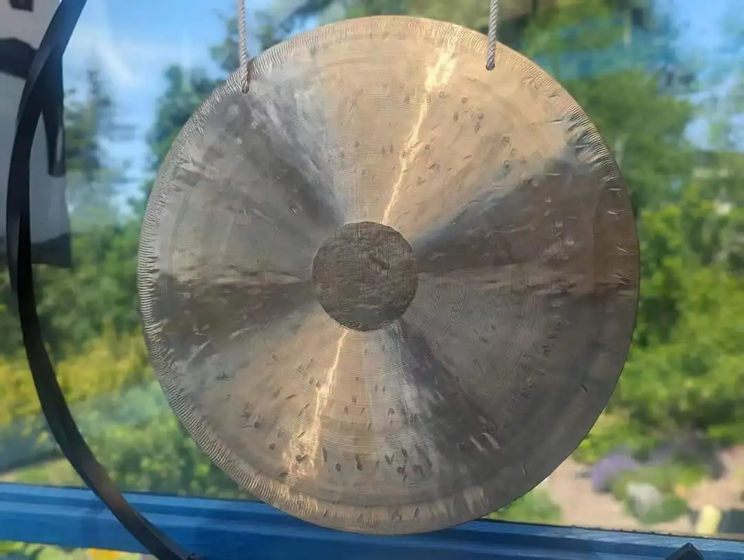 Sound Healing Wind Gong Set, C-Stand with Beater, Traditional Chinese Bronze, Meditation, Outdoor and Home, 35cm-65cm
