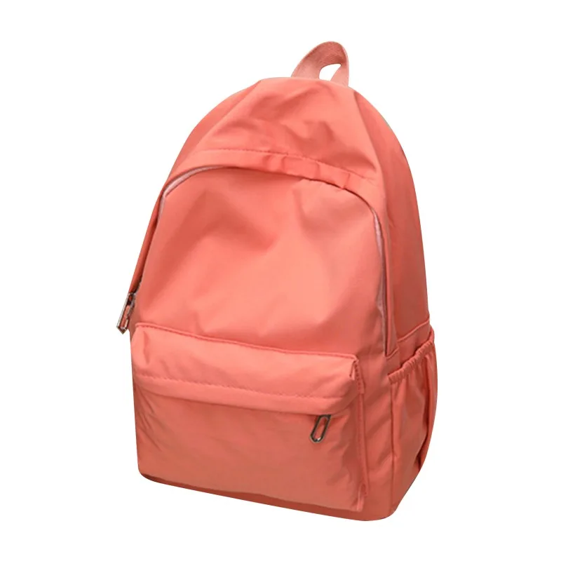 Simple Solid Color Shoulder Backpacks Bookbags Nylon Large Capacity Travel Knapsacks Women Girls Student Daily Zipper Schoolbags