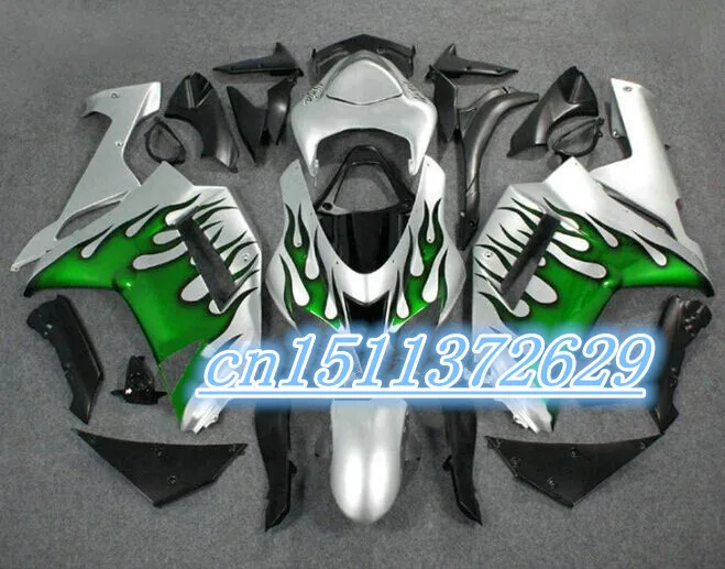 Dor-Market Hot Sales Produttori Kawasaki Ninja Zx6R 0708 Zx 6 R Smooth Silver Green Black Flame Carenatura Moto D