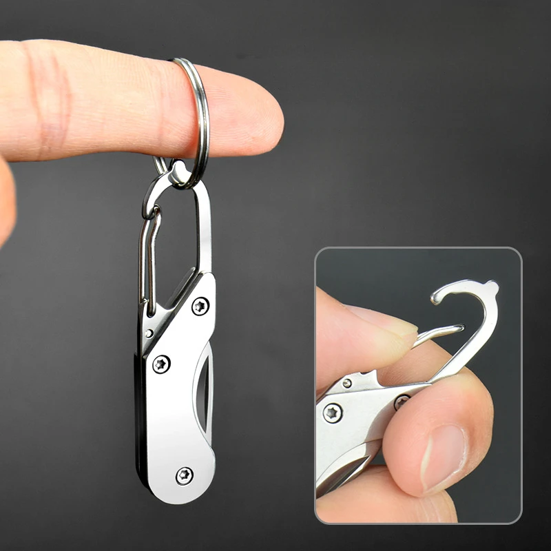 1PC Stainless Steel Mini Folding Knife Outdoor Camping Portable Pocket Keychain EDC Multitools Knives With Buckle Outdoor Tools