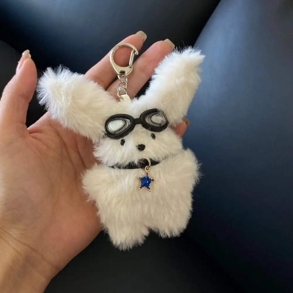 

1PC Cartoon Pilot Long-Haired Rabbit Animal Cute Dolls Bag Keychain Niche Plush Keys Chain Backpack Pendant Girls Birthday Gift