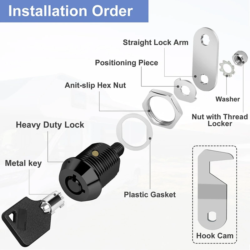 Hot Saleblack Tool Box Lock With Key, Same Key Cabinet Lock, Hook Cam, Cam Lock,Zinc Alloy,RV LOCK CM1917 CM1930
