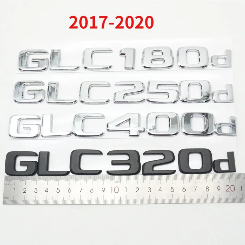 Autocollant 3D Noir Chromé Pour Mercedes GLC X253 - Logo Et Lettres En Relief, Compatible GLC300de/300e/350e/400e