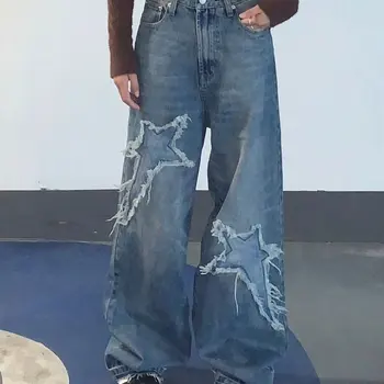 S-4XL 여성 청바지 2018 새로운 패션 복고풍 복고풍 느슨한 바지 복고풍 느슨한 높은 허리 느슨한 바지