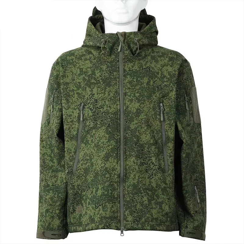 Veste softshell tactique homme imperméable à fermeture éclair pour pêche hivernale et chasse