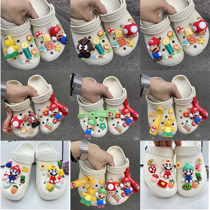 

Pokemon Mario Series Hole Shoe Accessories A Set Of 10/p Jibz Anime Shoe Charm PVC Detachable Designer Sandals Shoe Decorations