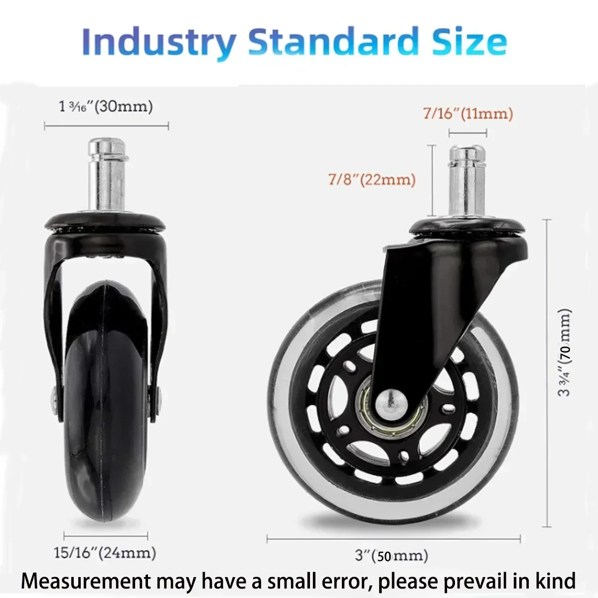 Office Chair Caster Wheels 3 Inch Swivel Rubber Caster Wheels Replacement Soft Safe Rollers Furniture Hardware 1/3/5PCS