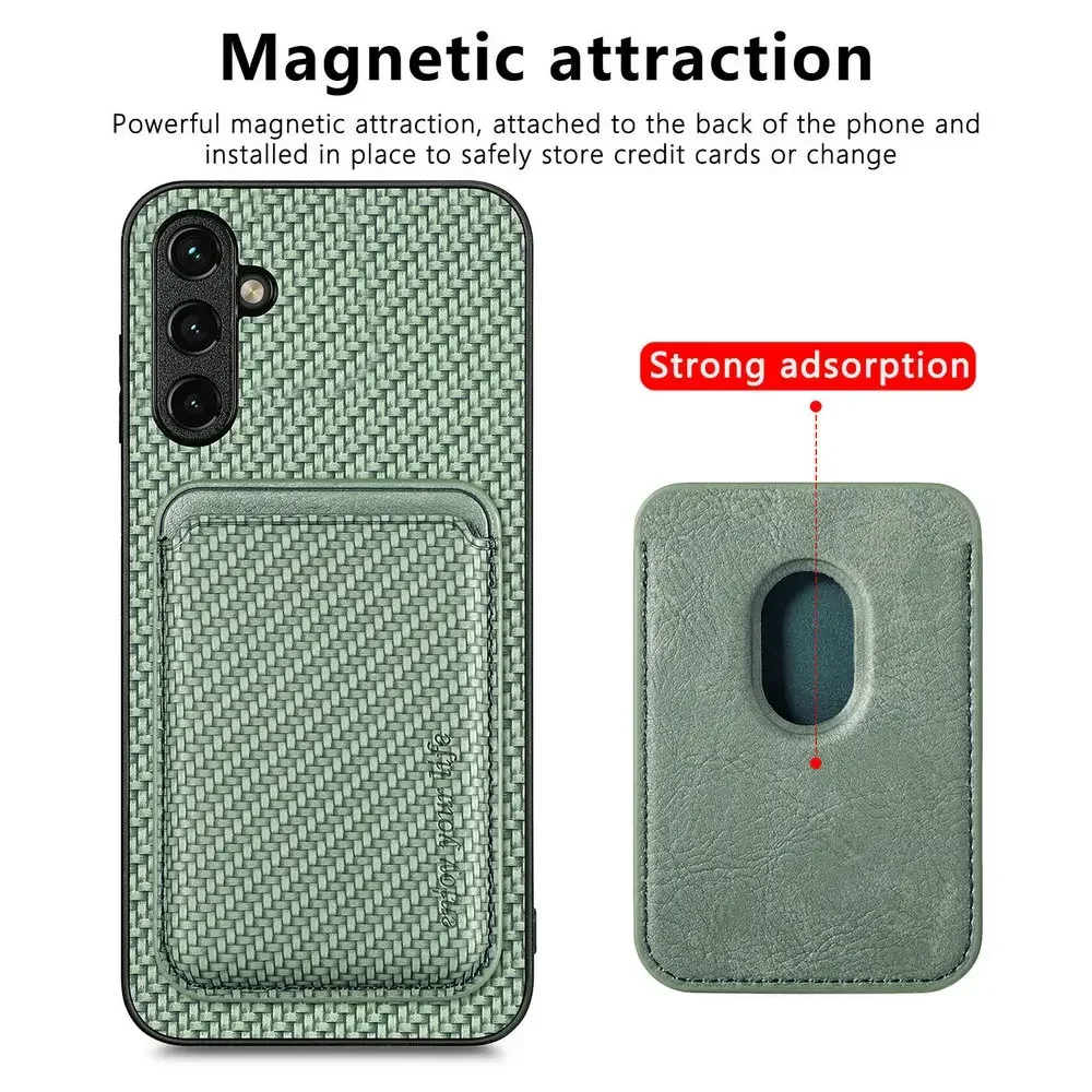 Leather Card Case with Detachable Magnetic Back Cover
