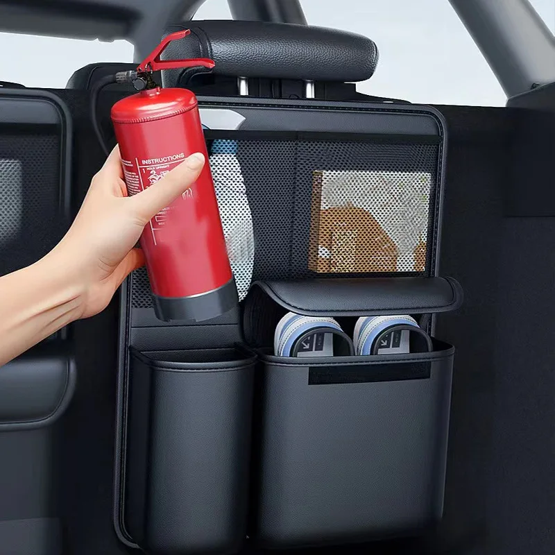

Premium Leather Seat Back Organizer,with Multiple Pockets and Cup Holders Car rear seat storage bag Car trunk organizer