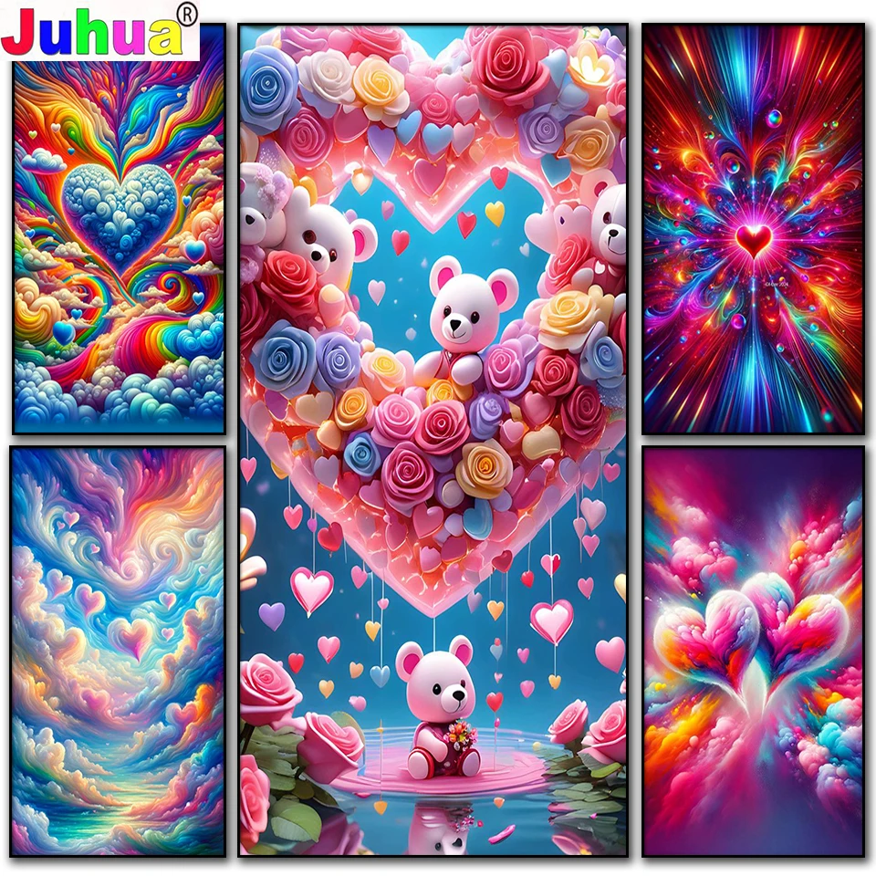 

Алмазная мозаика «сделай сам» в виде сердца, пастели, облаков на День святого Валентина, полноразмерная мозаика для интерьера, большая домашняя декоративная абстрактная картина, подарок