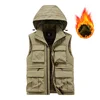 2025 Winter Men's Cargo Vest Thick Fleece Warm Sleeveless Jacket Hooded Tactical Coat Men Pockets Workwear Outdoor Waistcoat 2