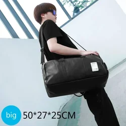 Premium Leather Gym Bag - Versatile Sports, Travel, and Fitness Companion (Black - Big)