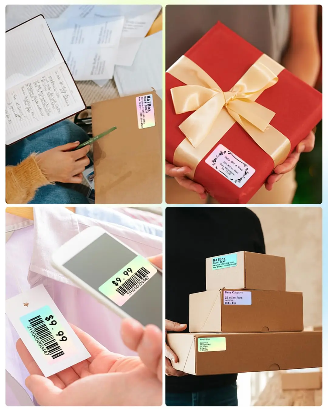 Laser 2.25X1.25 PM241 Square Thermal Label 500Label/Roll Direct Thermal Printer Label for Logo Design Name/Price Tag Thanks Card