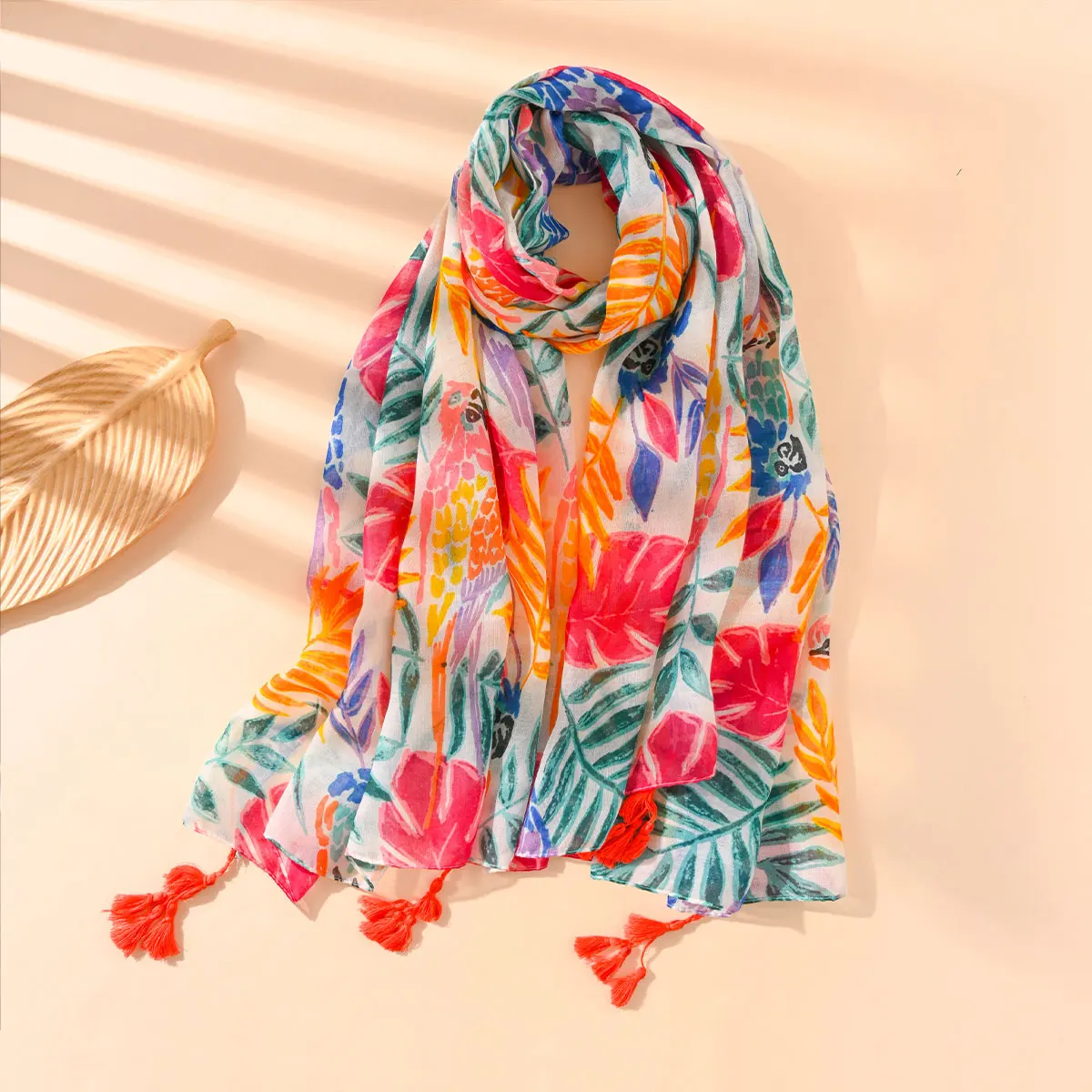 Floral Brand Scarf Luxury New Style Women Elegant Scarves multicolour Shawls Bandana Fashion Design Hawaiian Style Tassel Shawls