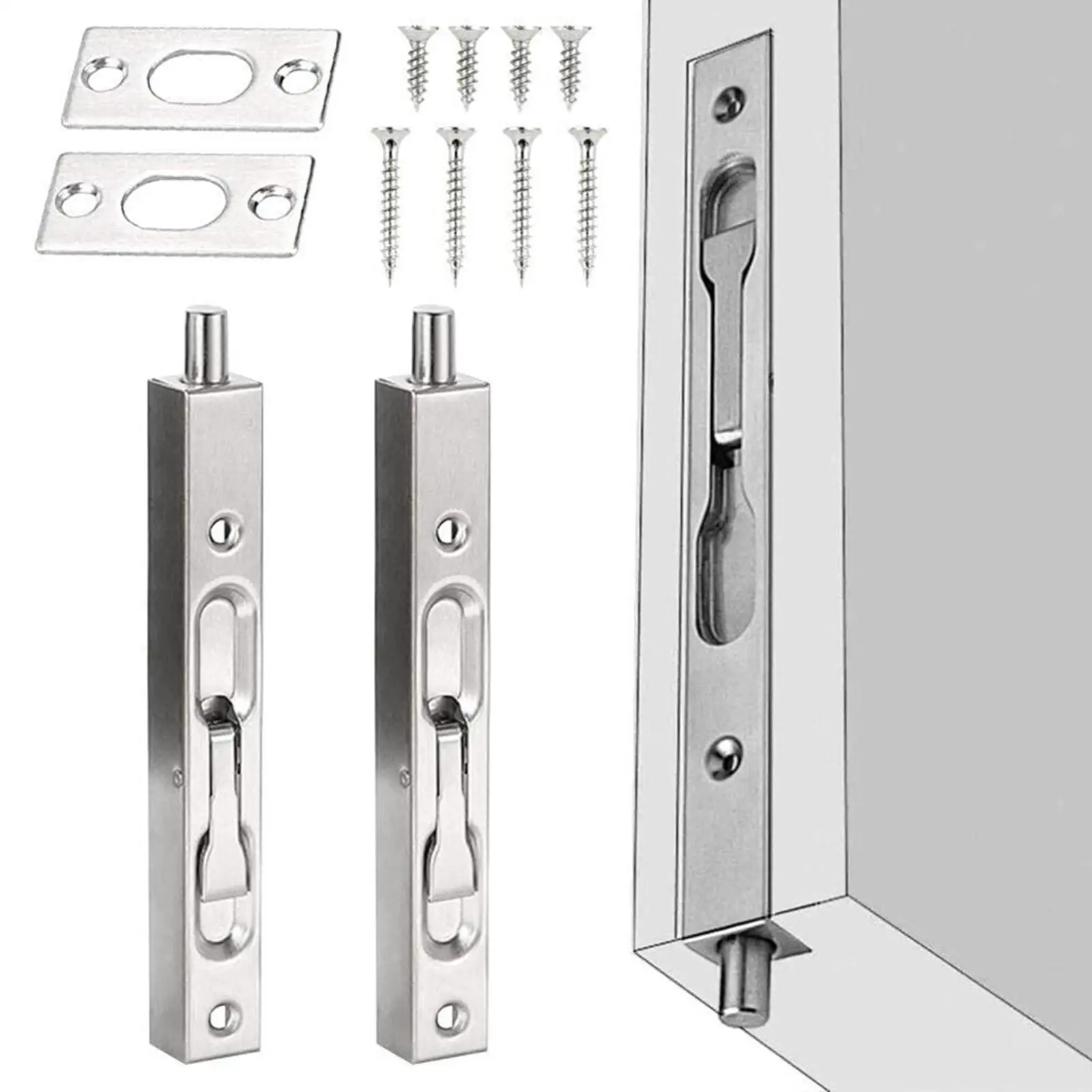 Flush Bolts Sturdy Practical Easy to Use Hardware for Hotel Apartment Home
