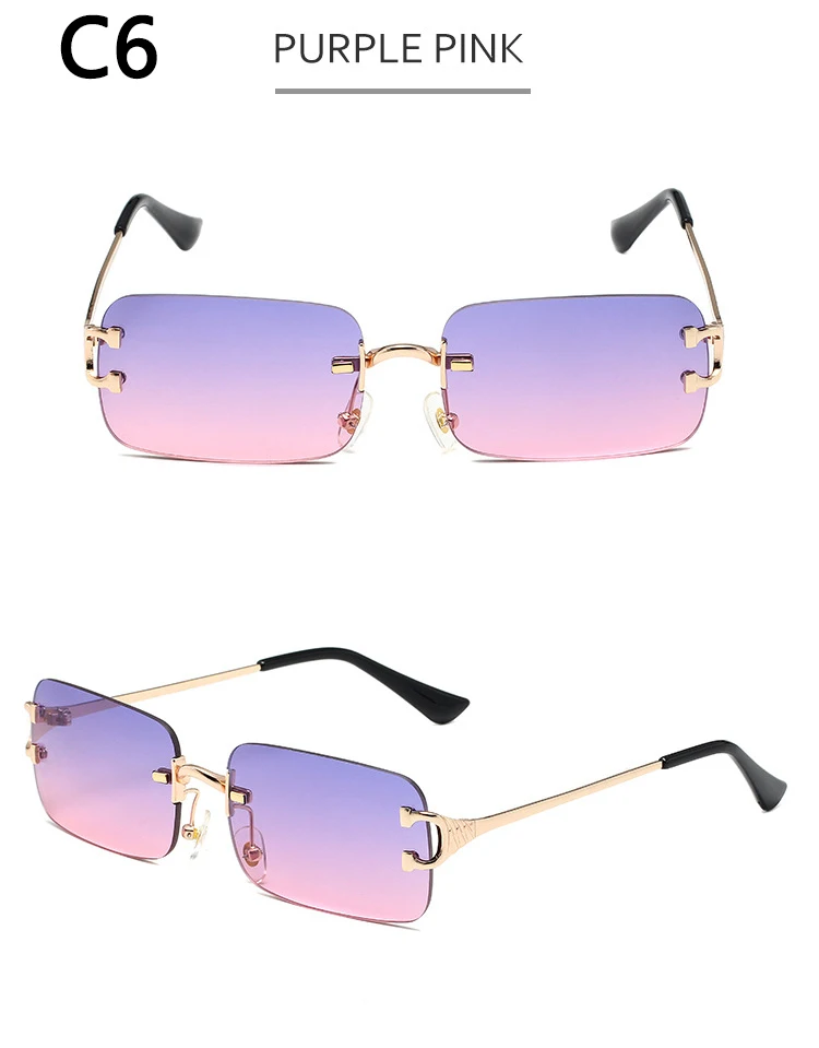 BOYSEEN Retro Randlose Sonnenbrille Frauen Metall Kleine Quadratische Gold Rahmen Männer Sonnenbrille Marke Design Brillen UV400 – Detail 12