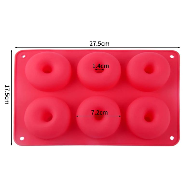 Molde de pastel reutilizable Donuts forma de corazón bandeja para hornear  Donut Pan Molde de silicona para donas Moldes para hornear (rojo rosa)