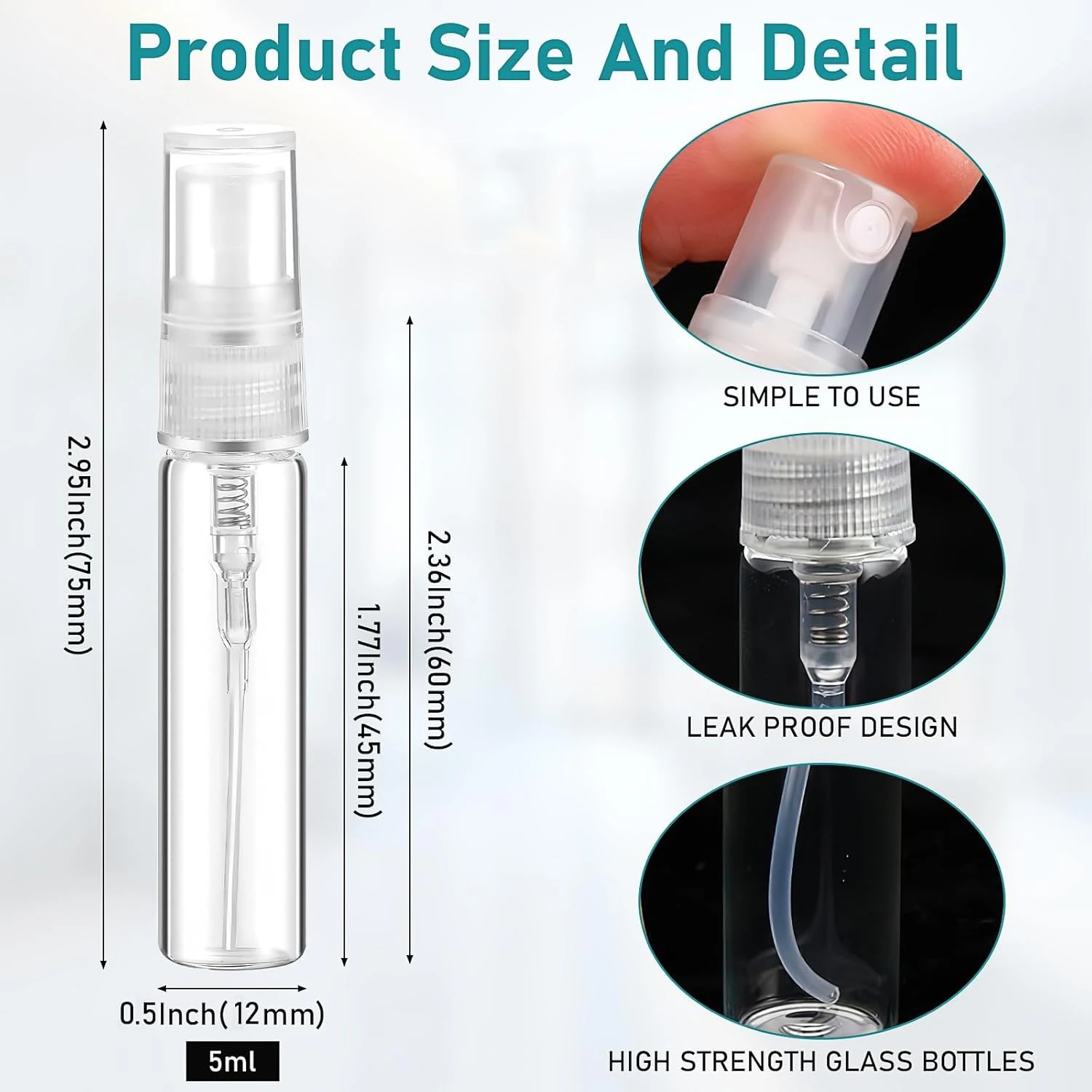 Mini Spray Bottle 5/10/20/30/50Pcs Empty Perfume Atomiser 3ML 5ML 10ML Refillable Portable Sample Tool