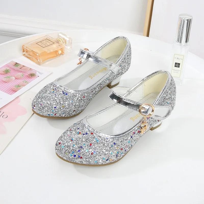 Girls Purple High Heels For Kids Princess RED Leather Shoe Footwear Children's Dress Party Wedding Shoes Round Toe 2