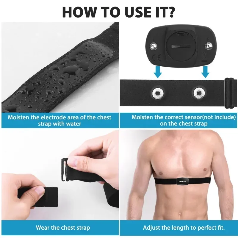 1Pc Heart Rate Monitor Replacement Strap Compatible with Polar H7 H9 H10 Coospo Wahoo Tick Garmin Magene Sensor Band Belt 4
