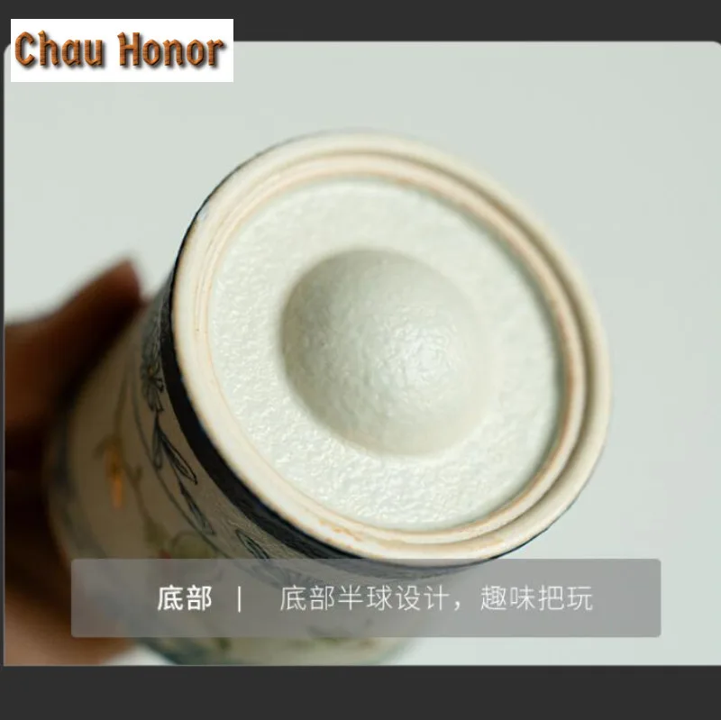 80ml Blue And White Flint Red Rotating Cup Handmade Gold Drawing Butterfly Orchid Master Cup Personal Coffee Mug Beautiful Cups