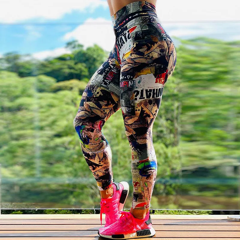 Sexy High Waist Fitness Casual Highly Elastic Leggings Fashion Printed Women Fitness Workout Slimming Trousers Running Pant seamless leggings